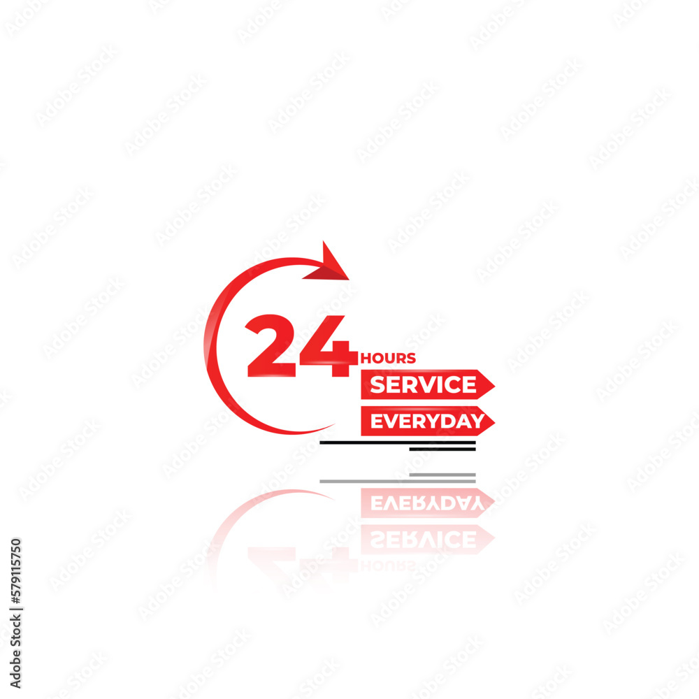 24 hour everyday service sticker design illustration 24 hour everyday service sticker design illustration