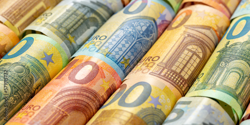 Euro banknotes bill saving money background pay paying finances banner bank notes banknote