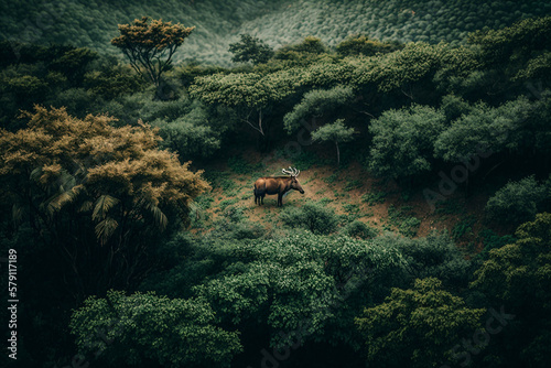 Jungle with animals. Generative ai