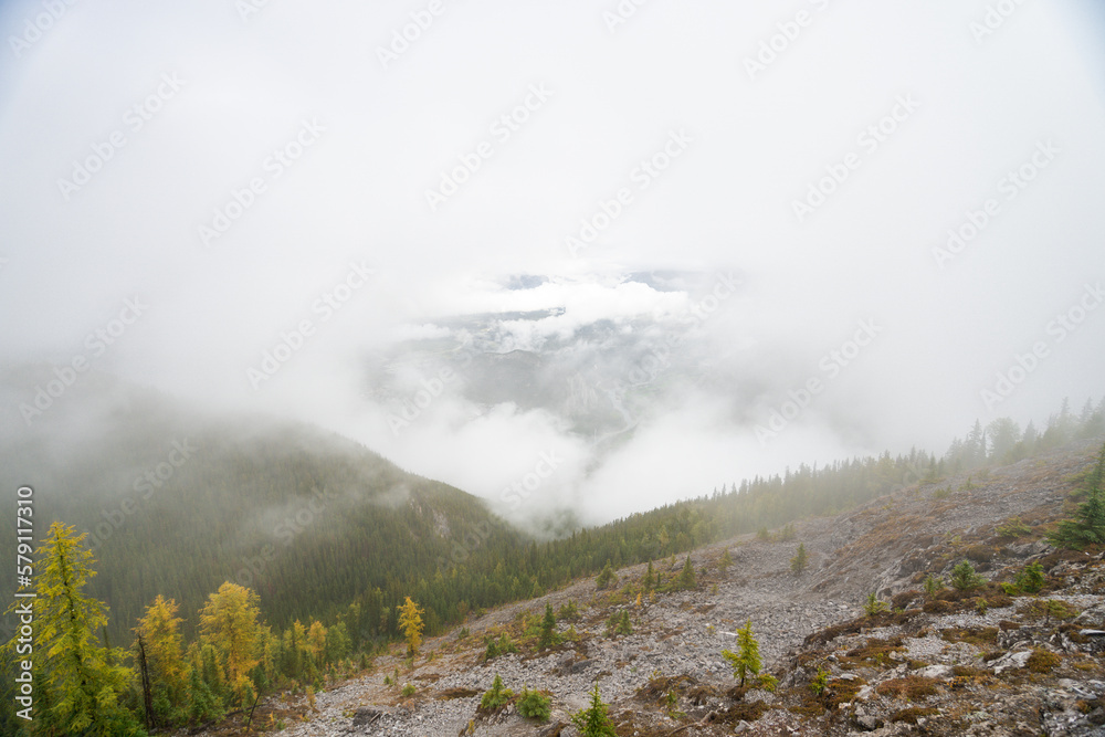 Sulphur mountain in Alberta, Canada on a moody autumn day