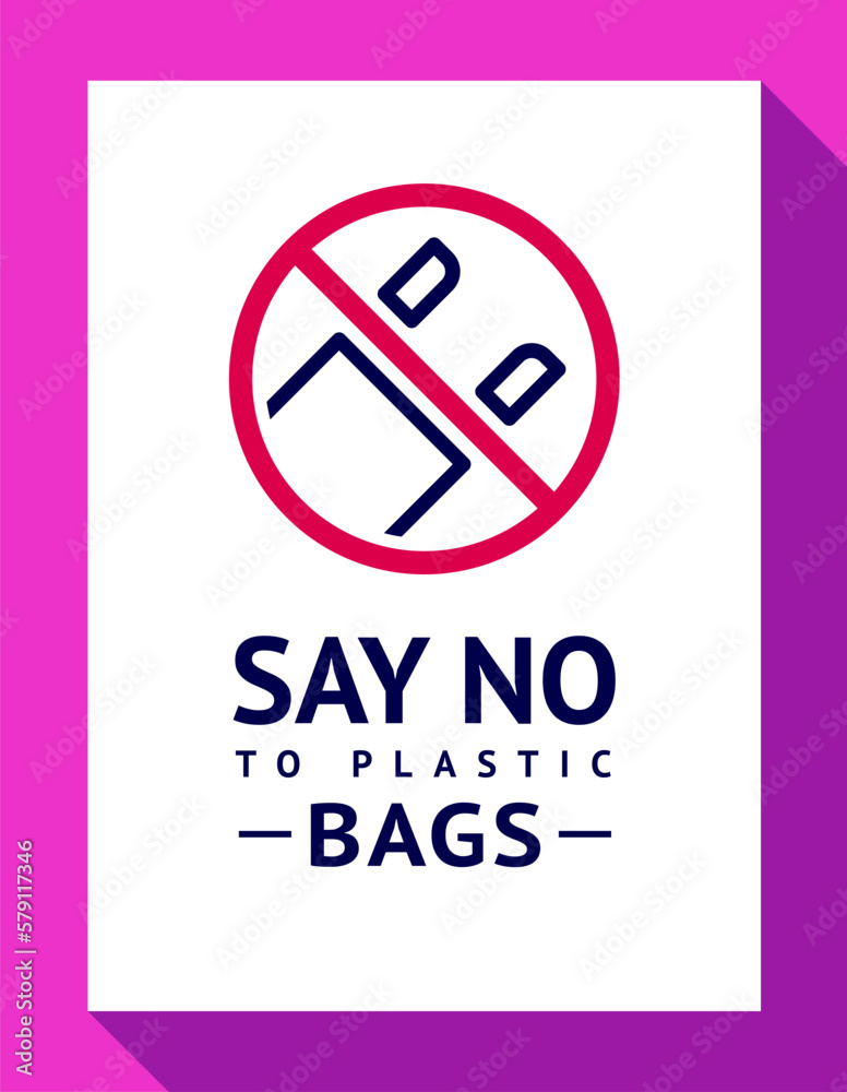No plastic bag forbidden poster, modern prohibited sticker No plastic bag forbidden poster, modern prohibited sticker