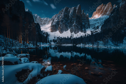 Winter Mountain Landscape. Generative ai