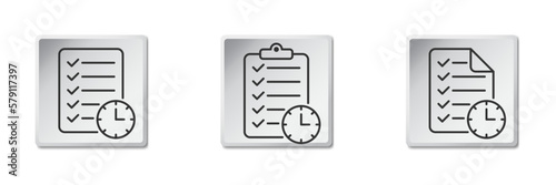 File, document, clock icon set. Flat vector illustration.