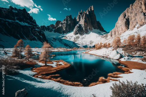 Winter Mountain Landscape. Generative ai