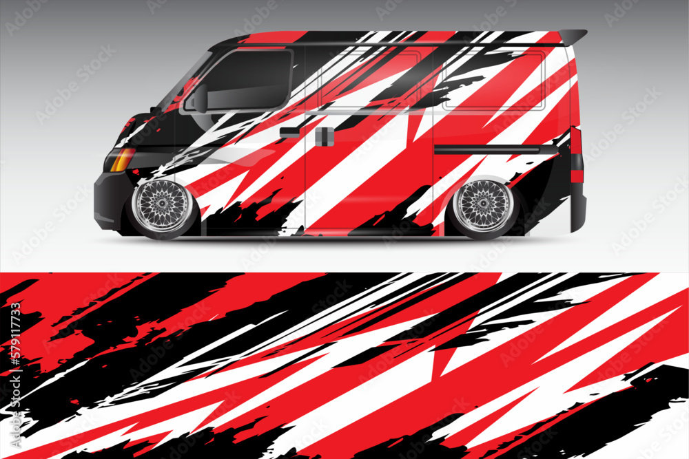 racing car wrap design for vehicle vinyl stickers and automotive company sticker livery