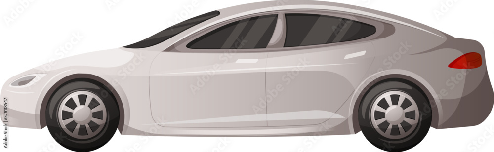 Modern car, white car isolated on transparent background. Vector cartoon illustration of cars with sedan cab Modern car, white car isolated on transparent background. Vector cartoon illustration of cars with sedan cab