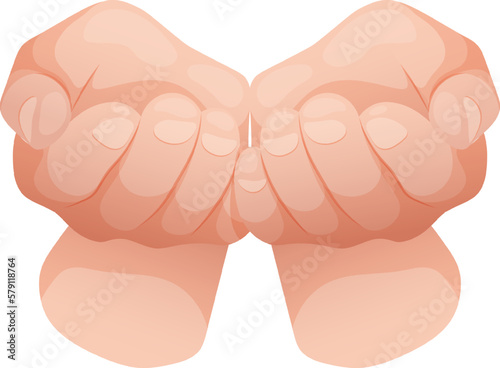 Vector image of begging hands. Handshake, hands begging for alms. Two hands on transparent background