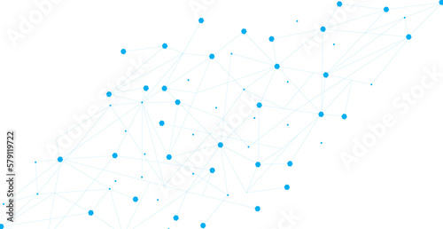 Blue network. Abstract connection on white background. Network technology background with dots and lines for desktop. Ai system background. Abstract data concept. Line background, network technology