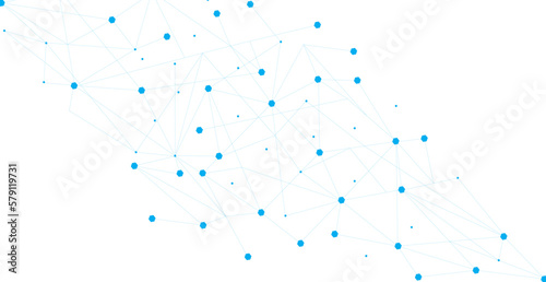 Blue network. Abstract connection on white background. Network technology background with dots and lines for desktop. Ai system background. Abstract data concept. Line background, network technology