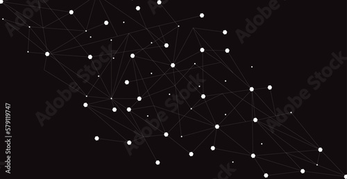 White network. Abstract connection on black background. Network technology background with dots and lines for desktop. Ai system background. Abstract data concept. Line background  network technology