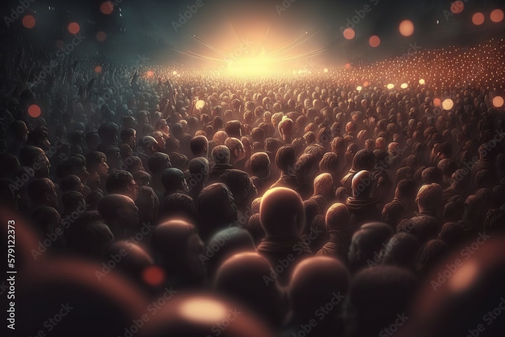 Obraz premium Energy and excitement flow through the crowd at the concert - Generative AI