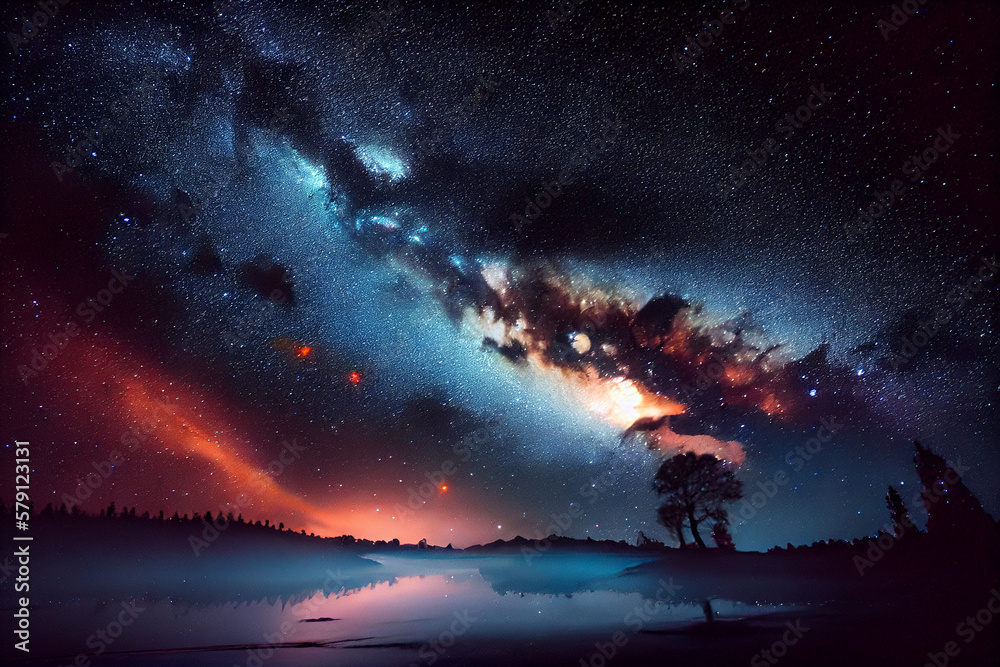 Fototapeta premium Milky way over earth. AI generated