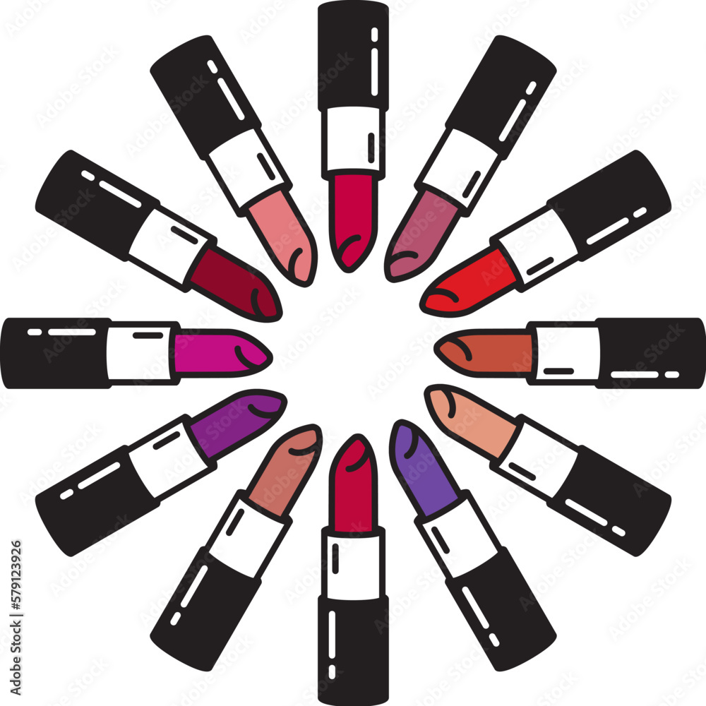 Obraz premium vector colorful opened lipstick tubes