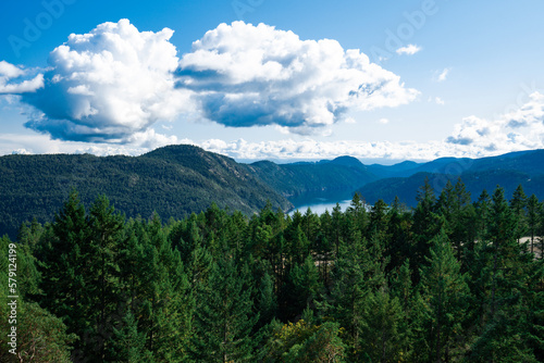 View from the top of a mountain on Vancouver Islands, British Columbia, Canada