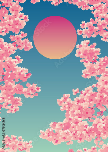 Set of backgrounds for the text Spring Festival cherry blossom, frame of stylized flowers. Set of backgrounds for women's day March 8.