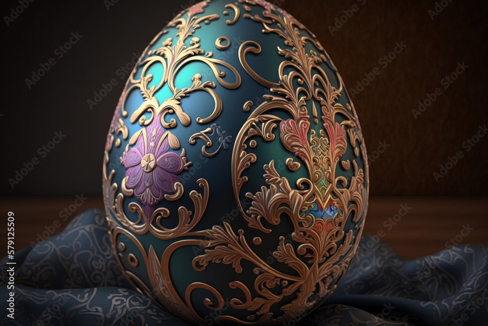 Easter Egg With Ornament, Easter Day, Generative Ai Easter Egg With Ornament, Easter Day, Generative Ai