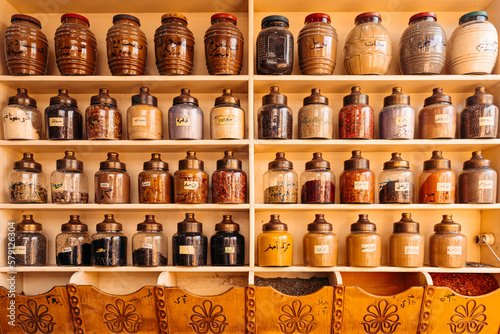 Egyptian Spices in Jars, Aswan Egypt