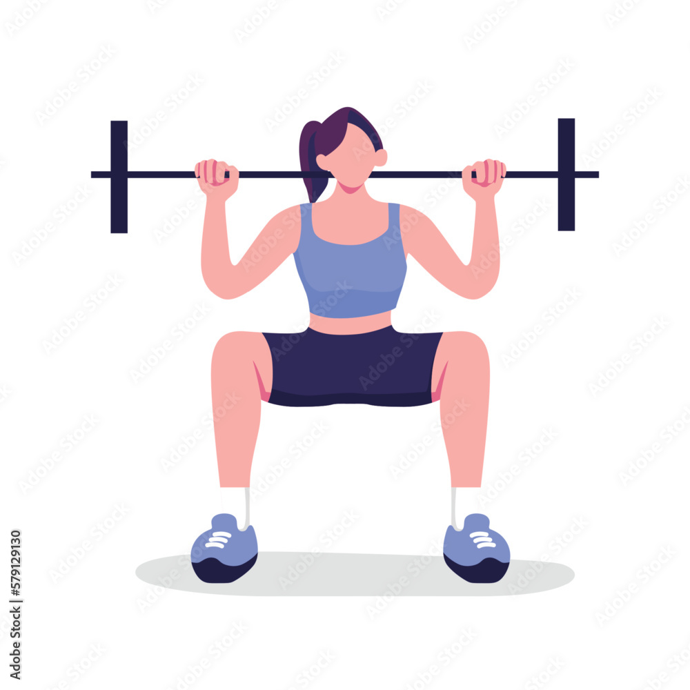 Naklejka premium women work out on gym lat graphic vector flat illustrations design