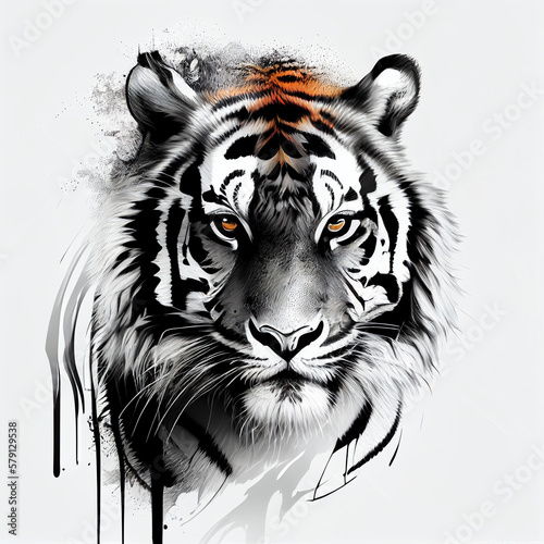 Art design animals draw  cat and dogs  tiger style