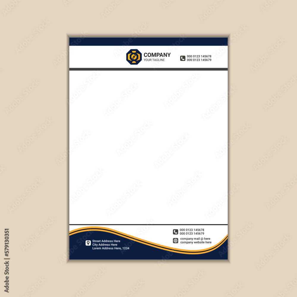 Naklejka premium Creating a Simple and Clean A4 Corporate Business Letterhead with Vector Design and Bleed