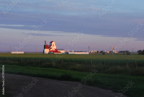 Farm building in the morning sun. 
