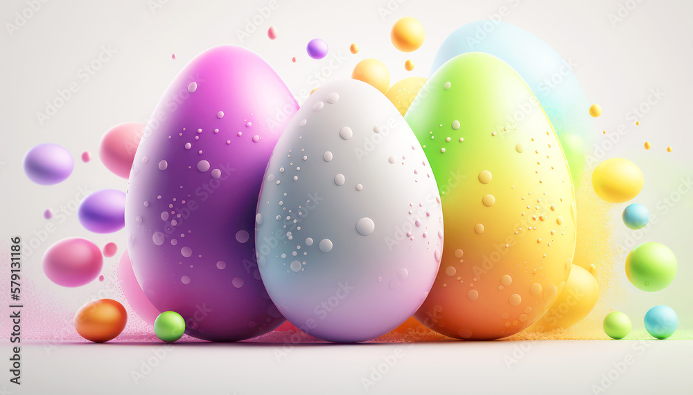 Colorful Easter eggs on white background for promotion sale or greeting card.