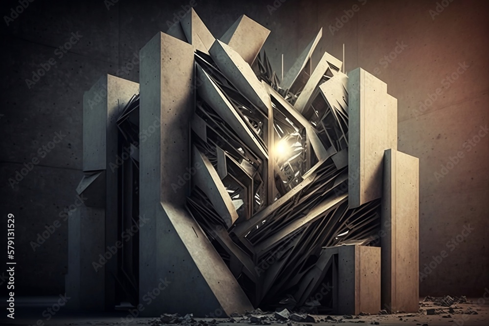 Brutalist Light Structure with Graphic Shapes in Killian Eng's Style ...