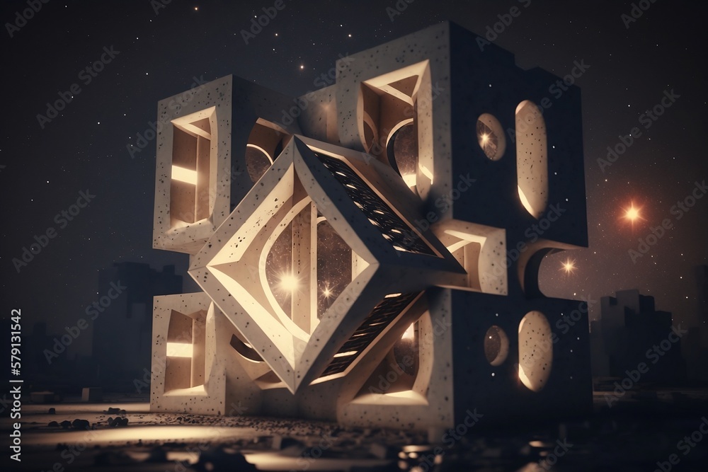 Brutalist Light Structure with Graphic Shapes in Killian Eng's Style ...