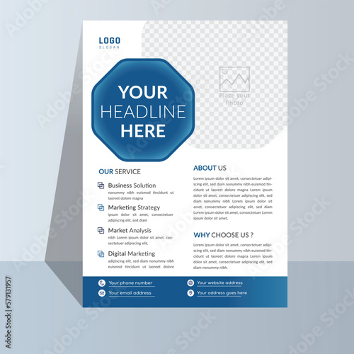 modern Template vector design for Brochure, Annual business, Poster, Corporate Presentation, Portfolio, Flyer, layout modern with gradient blue color size A4. white background. space for photo