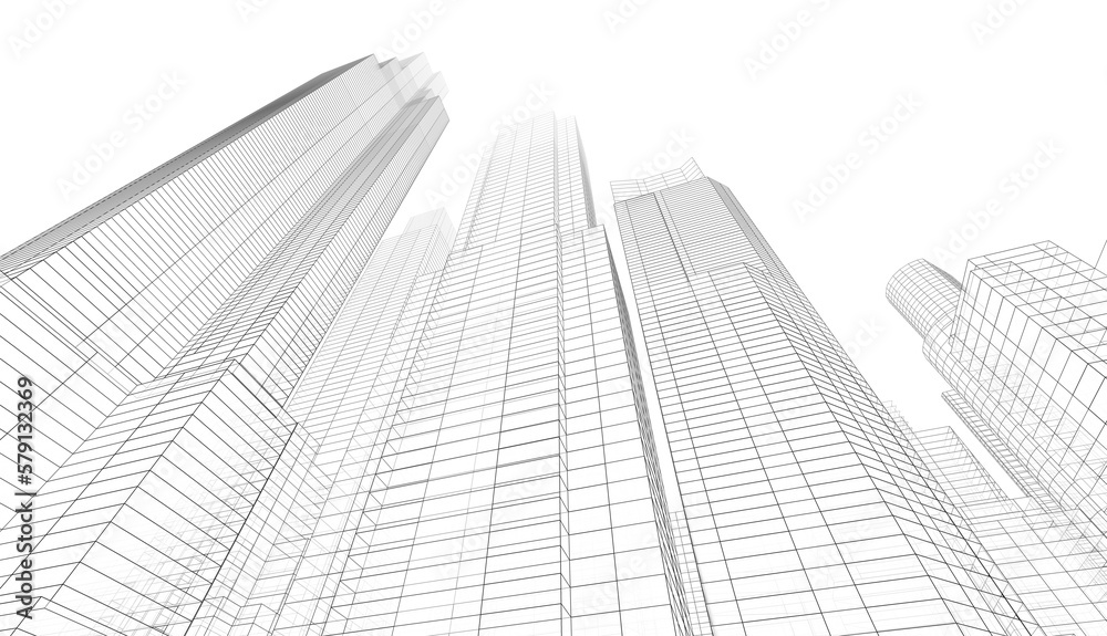 City skyscrapers 3d rendering 3d illustration