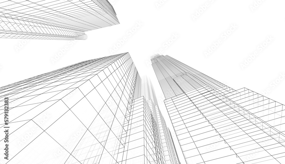 Fototapeta premium City skyscrapers 3d rendering 3d illustration