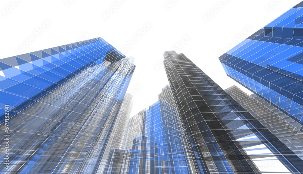 City skyscrapers 3d rendering 3d illustration