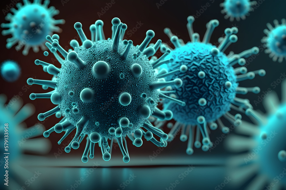 Fototapeta premium 3D render Coronavirus - Schematic image of viruses