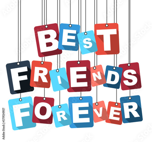 Colorful vector flat design background best friends forever. It is well adapted for web design.