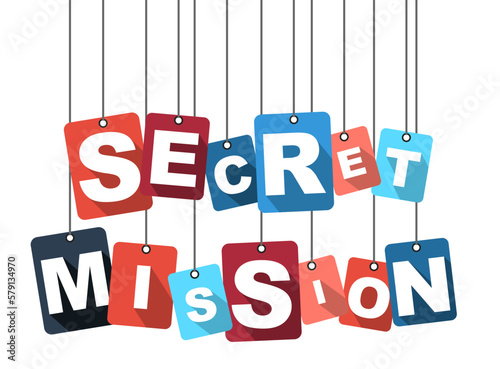 Colorful vector flat design background secret mission. It is well adapted for web design.