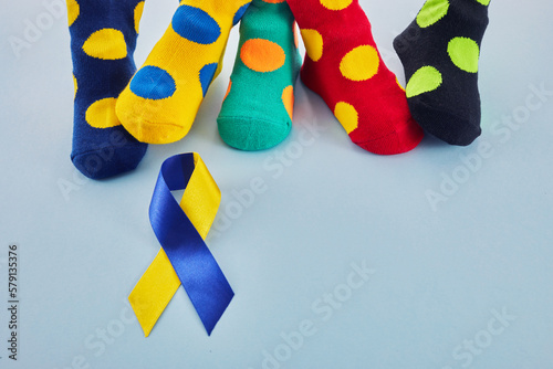 World Down syndrome day background. Lots of socks.