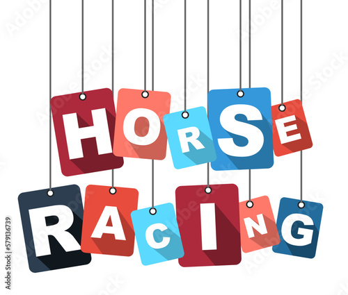 Colorful vector flat design background horse racing. It is well adapted for web design.