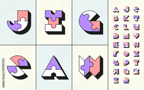 Creative jigsaw puzzle bold modern font