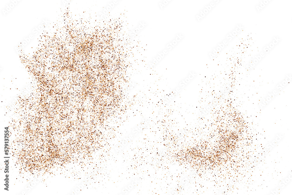 Coffee Color Grain Texture Isolated on White Background. Chocolate Shades Confetti. Brown Particles. Digitally Generated Image. Vector Illustration, EPS 10.