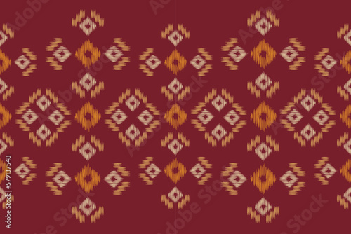 Ethnic Ikat fabric pattern geometric style.African Ikat embroidery Ethnic oriental pattern crimson red background. Abstract,vector,illustration.For texture,clothing,wrapping,decoration,carpet.