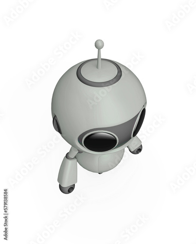 tiny robot in white background top drone view © DM7