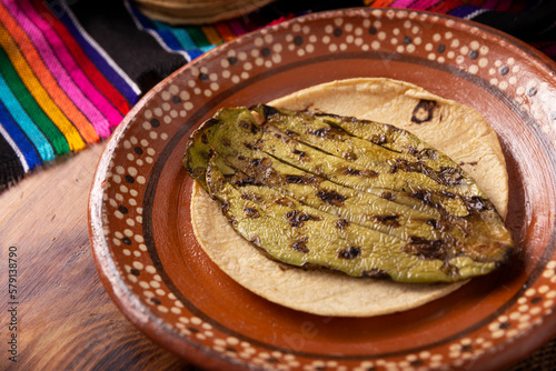 Roasted Nopal. The nopal is a cactus plant, a very popular ingredient in Mexican cuisine, very commonly used to accompany grilled meats, in salads and many more recipes. photo
