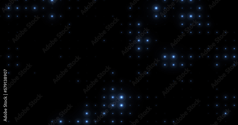 Abstract glowing blue bright light bulbs disco wall abstract background