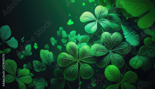 St. Patricks Day abstract green background created with generative AI technology