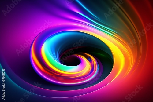 abstract colorful swirl 3d render holographic iridescent neon curved wave