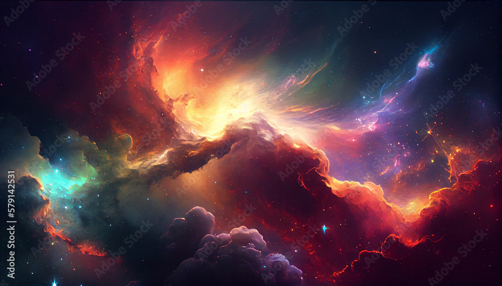 Galaxy with colorful nebula _shiny stars Ai generated image