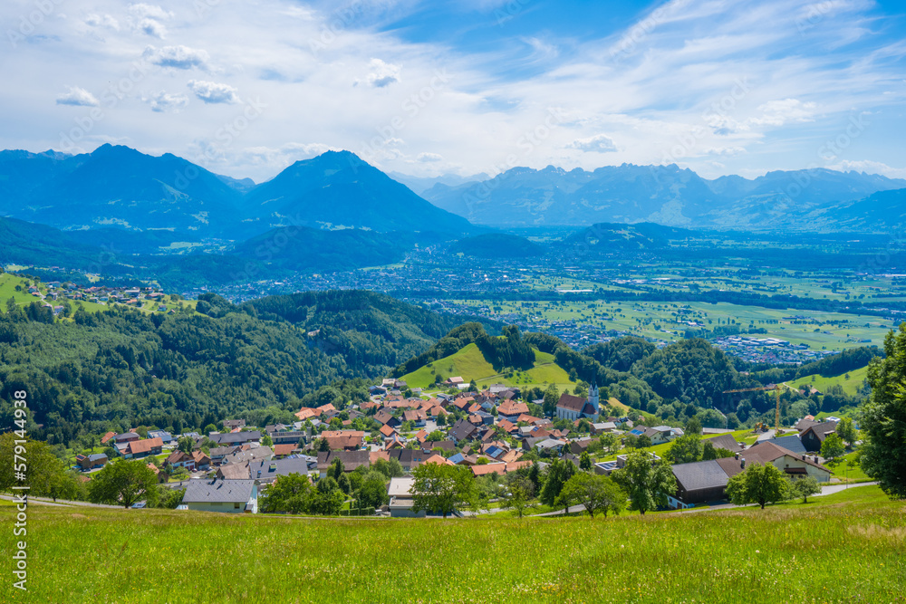 Village on Franxern in the Rheintal valley, State of Vorarlberg, Austria