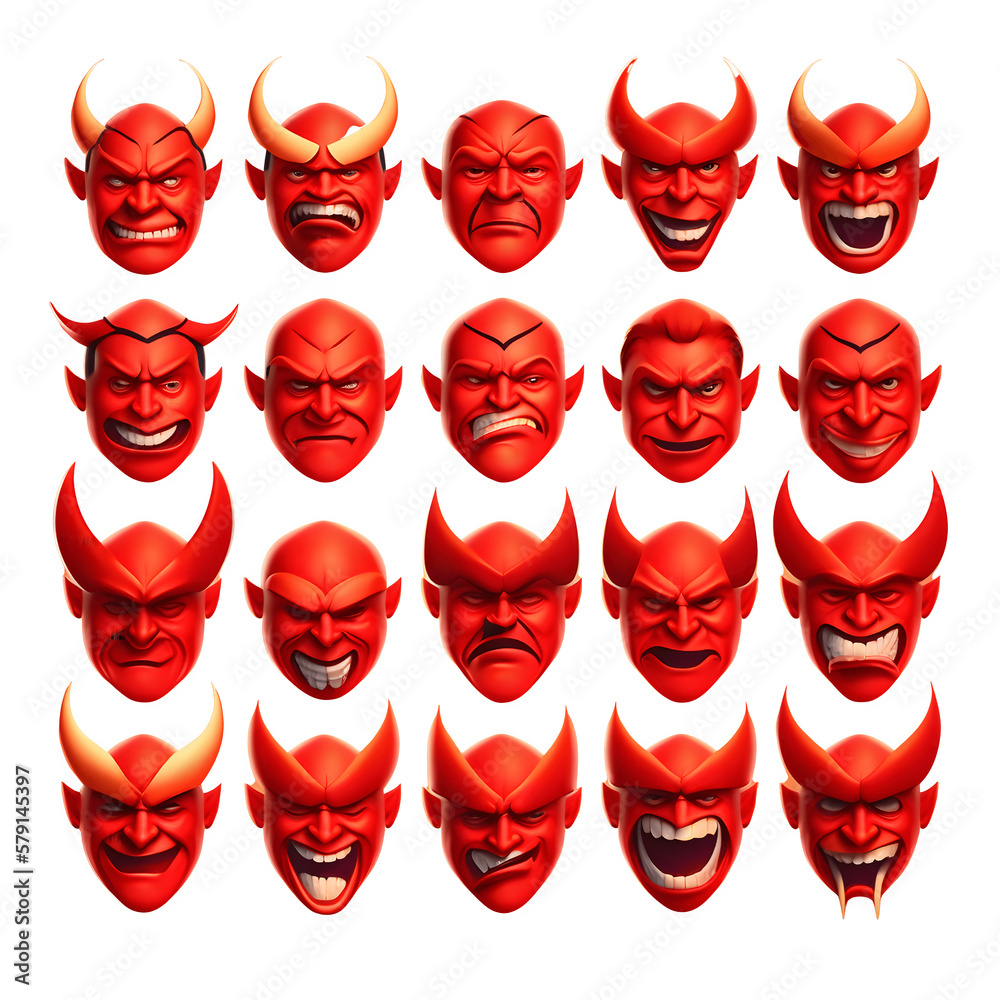 Devil Emoticon | Multipack | PNG | No background Stock Illustration ...