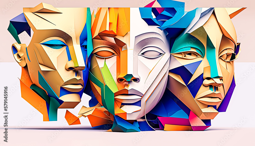  Abstract Design, Paper art , Happy women's day 8 march with women of different frame of flower , women's day specials offer sale wording isolate , Generate Ai