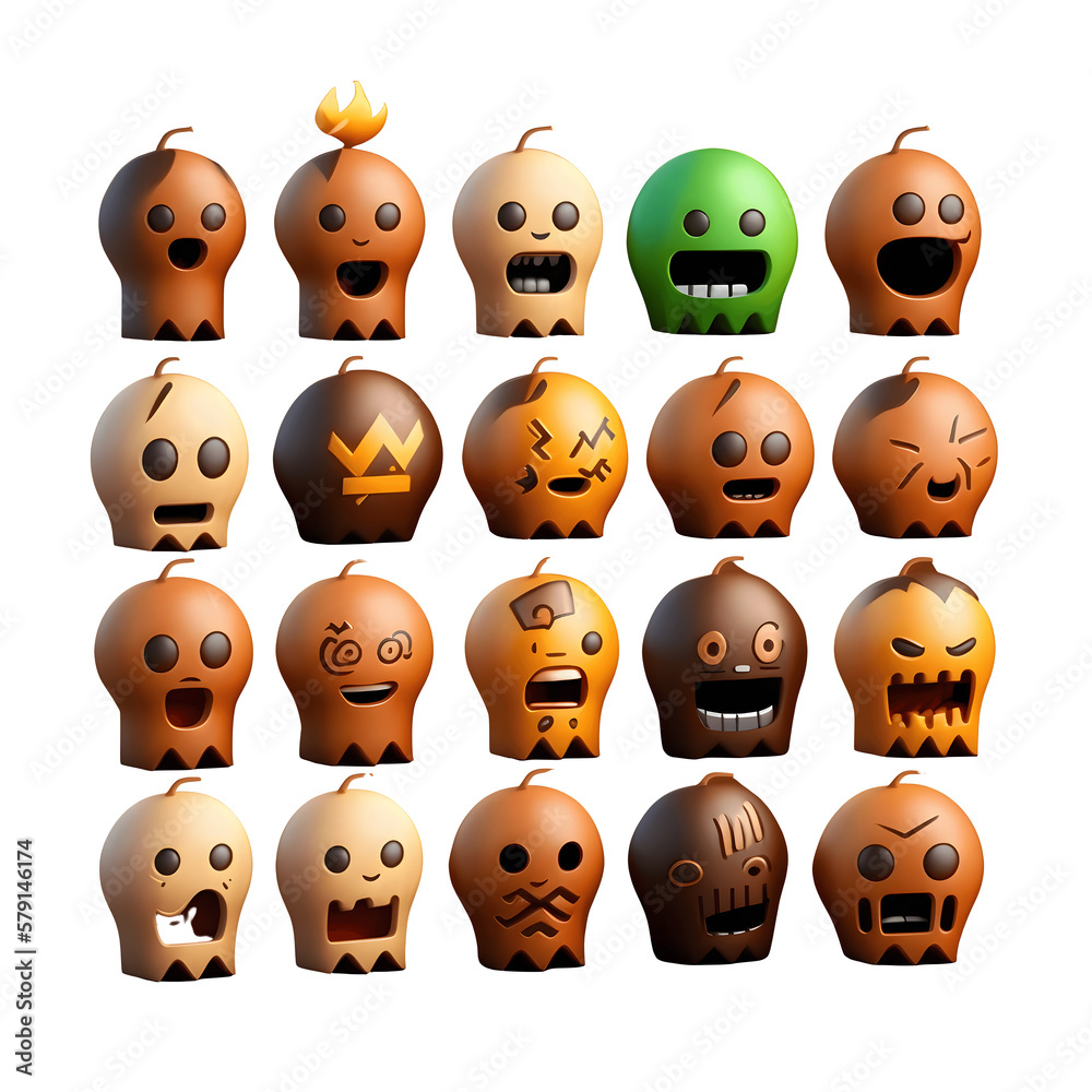 Obraz premium Halloween Emoji Pack | Vampier | Dracula | Monster | No background 